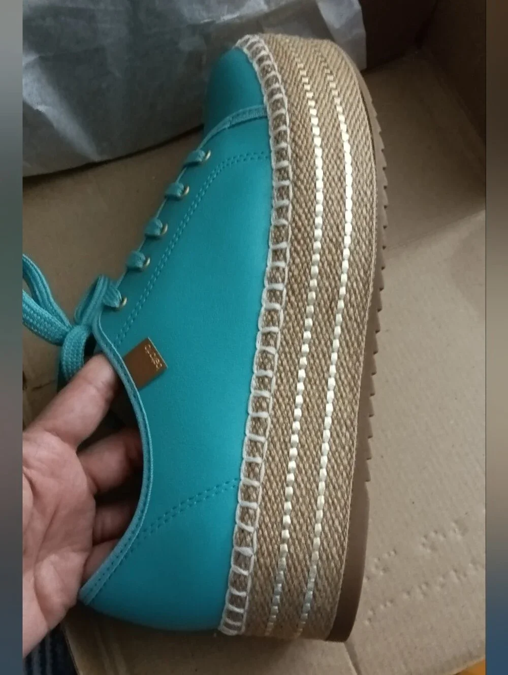 Casual Women's Turquoise Lace-Up Espadrille Sneakers